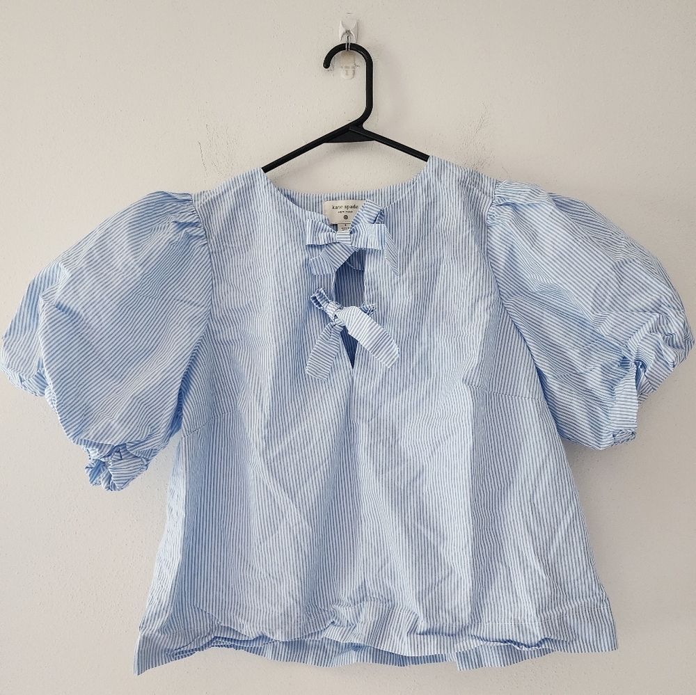 Kate Spade for Target Poplin Striped Blue Blouse
